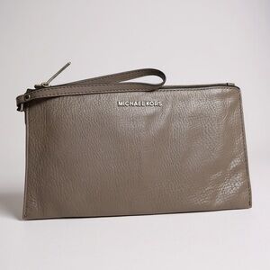 Michael Kors Large Leather Wristlet Taupe